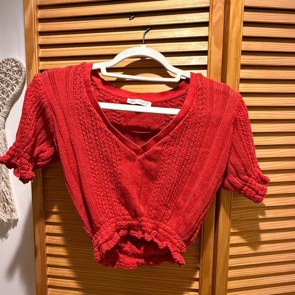 Zara red knit top